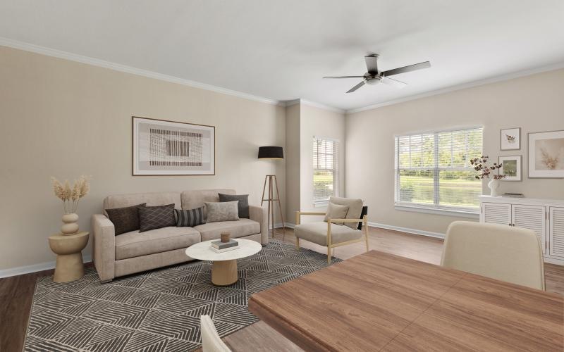 spacious living room filled with natural light