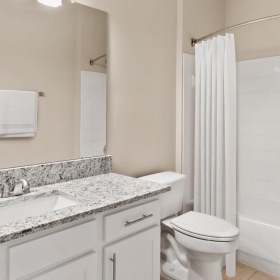 Bathroom options with thoughtful details brightly lit bathroom