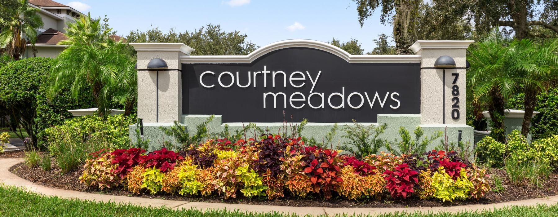 Courtney Meadows sign at property entrance